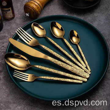 Cubiertos de cubiertos con PVD de oro